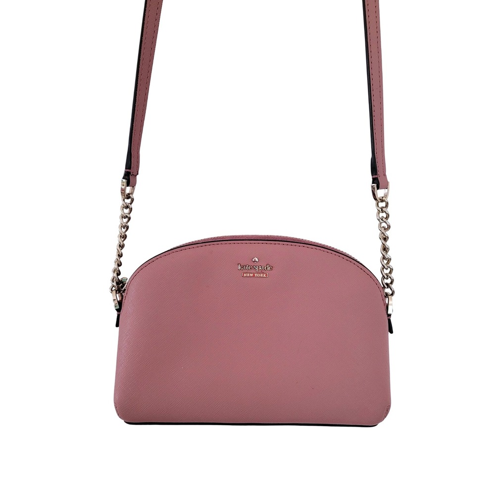 Kate Spade Crossbody Bag Dome Purse Chain Strap‎ Mauve Pink Leather #3